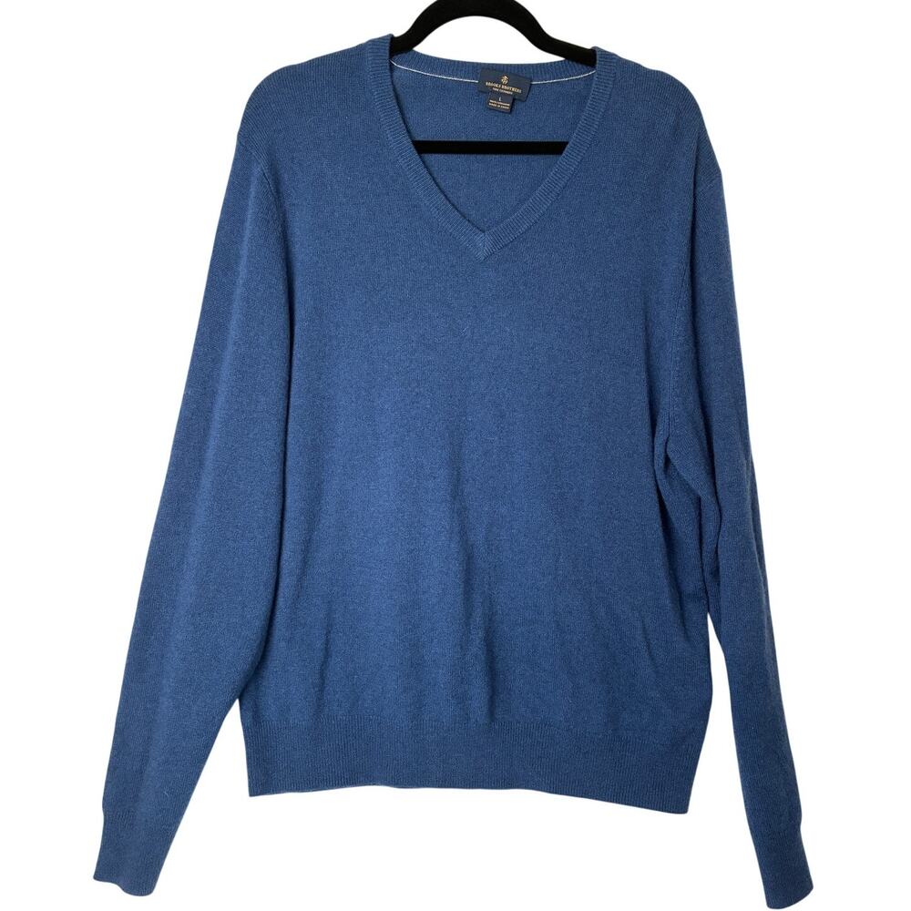 Brooks Brothers 100% Cashmere Sweater Mens Large Blue V-neck Old Money